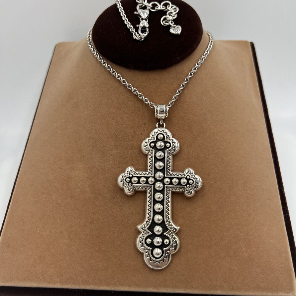 Brighton CALVARY CROSS Long Reversible Convertible Necklace Adjustable To 38"
